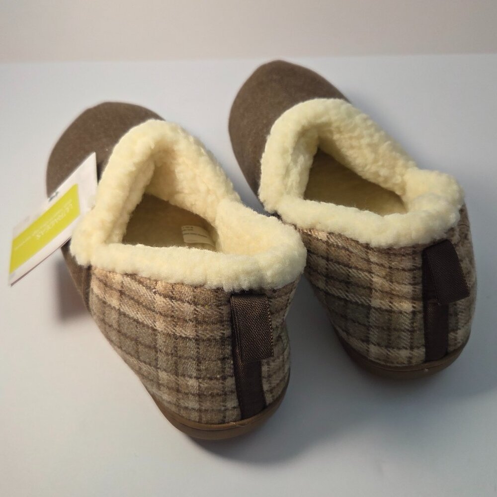 NWT ULTRAIDEAS Women’s Slippers, Memory Foam, Non-Slip Sole, Brown Plaid, Size 9